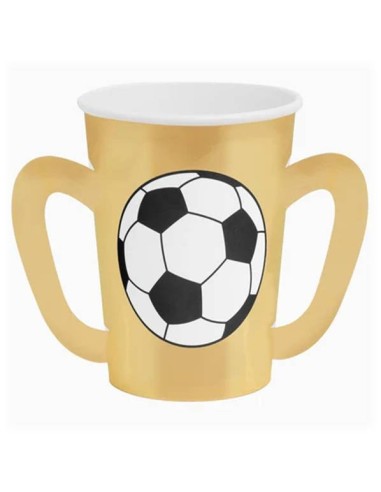 Bicchiere carta Coppa calcio con maniglie dorata 270cc. - Cf. 6 pezzi