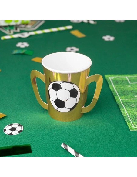 Bicchiere carta Coppa calcio con maniglie dorata 270cc. - Cf. 6 pezzi