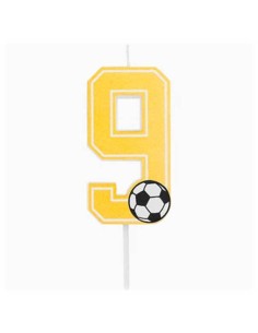 Candelina per torte Cm. 7,5 - Numero con pallone calcio - Nr. 9