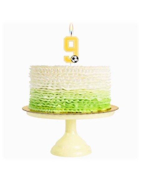 Candelina per torte Cm. 7,5 - Numero con pallone calcio - Nr. 9