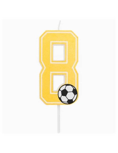 Candelina per torte Cm. 7,5 - Numero con pallone calcio - Nr. 8