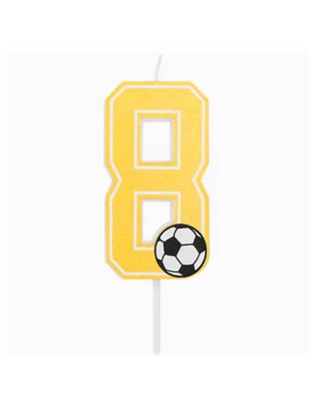 Candelina per torte Cm. 7,5 - Numero con pallone calcio - Nr. 8