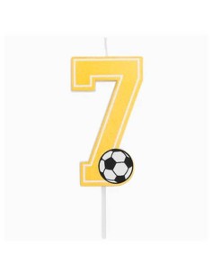 Candelina per torte Cm. 7,5 - Numero con pallone calcio - Nr. 7