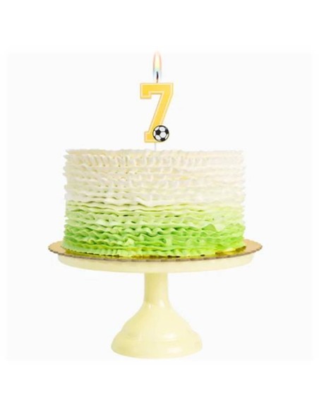 Candelina per torte Cm. 7,5 - Numero con pallone calcio - Nr. 7