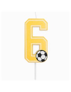 Candelina per torte Cm. 7,5 - Numero con pallone calcio - Nr. 6