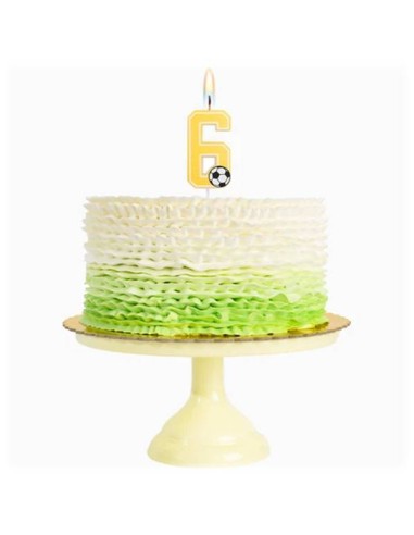 Candelina per torte Cm. 7,5 - Numero con pallone calcio - Nr. 6