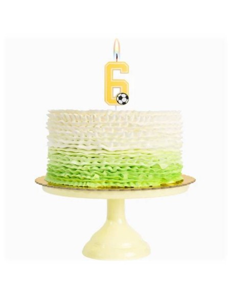 Candelina per torte Cm. 7,5 - Numero con pallone calcio - Nr. 6