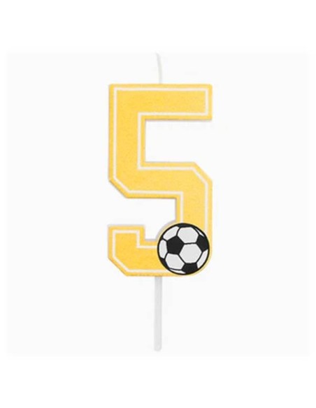 Candelina per torte Cm. 7,5 - Numero con pallone calcio - Nr. 5
