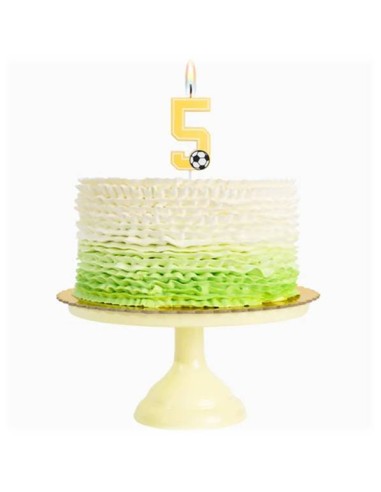 Candelina per torte Cm. 7,5 - Numero con pallone calcio - Nr. 5