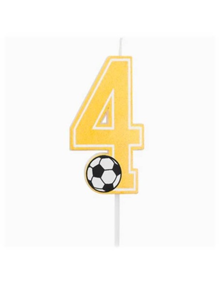 Candelina per torte Cm. 7,5 - Numero con pallone calcio - Nr. 4