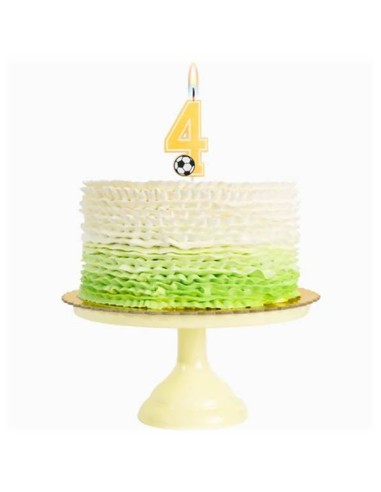Candelina per torte Cm. 7,5 - Numero con pallone calcio - Nr. 4