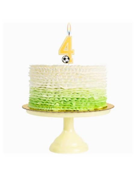 Candelina per torte Cm. 7,5 - Numero con pallone calcio - Nr. 4
