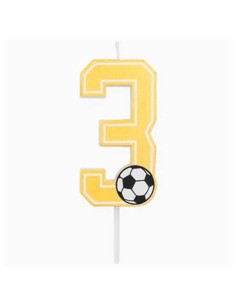Candelina per torte Cm. 7,5 - Numero con pallone calcio - Nr. 3