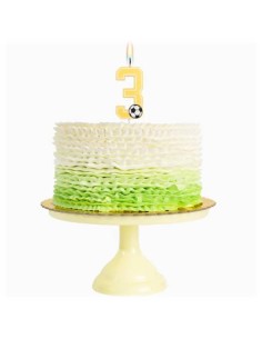 Candelina per torte Cm. 7,5 - Numero con pallone calcio - Nr. 3 2