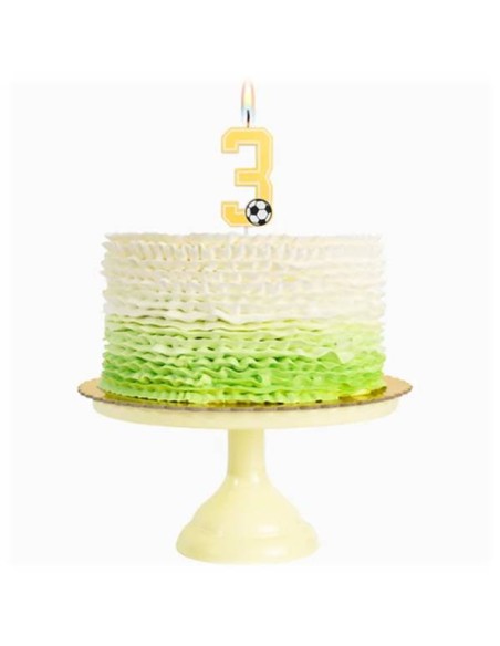 Candelina per torte Cm. 7,5 - Numero con pallone calcio - Nr. 3