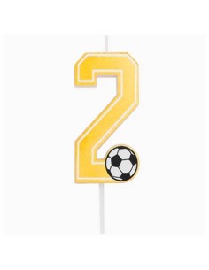 Candelina per torte Cm. 7,5 - Numero con pallone calcio - Nr. 2