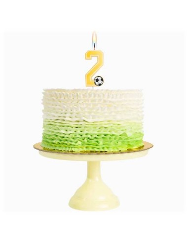 Candelina per torte Cm. 7,5 - Numero con pallone calcio - Nr. 2
