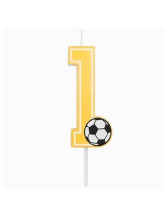 Candelina per torte Cm. 7,5 - Numero con pallone calcio - Nr. 1