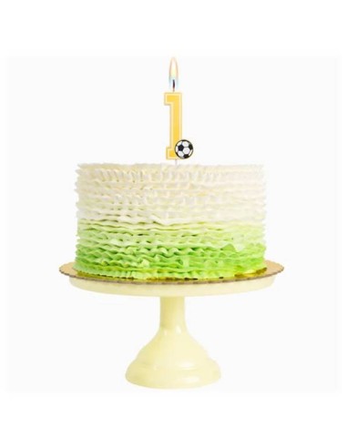 Candelina per torte Cm. 7,5 - Numero con pallone calcio - Nr. 1