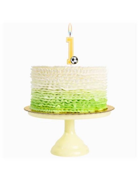 Candelina per torte Cm. 7,5 - Numero con pallone calcio - Nr. 1