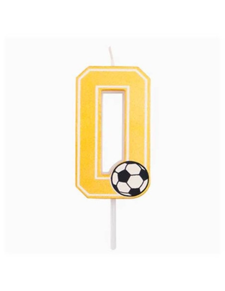 Candelina per torte Cm. 7,5 - Numero con pallone calcio - Nr. 0