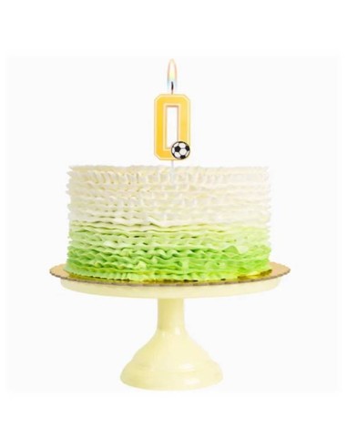 Candelina per torte Cm. 7,5 - Numero con pallone calcio - Nr. 0