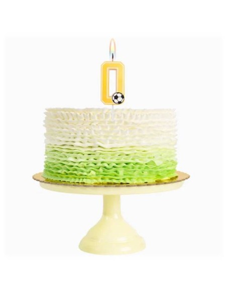 Candelina per torte Cm. 7,5 - Numero con pallone calcio - Nr. 0
