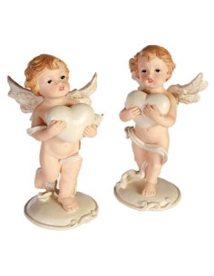 Angelo Resina In Piedi Con Cuore Cm. 14 - Modelli assortiti