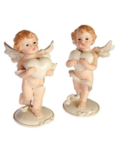 Angelo Resina In Piedi Con Cuore Cm. 14 - Modelli assortiti