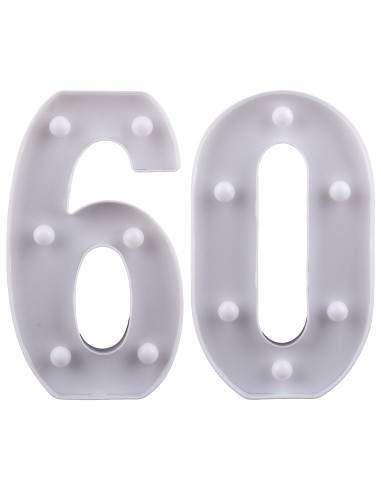 Numeri in pvc con led luminosi Cm. 24x3,5x21 - Numero 60