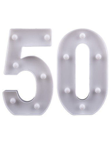 Numeri in pvc con led luminosi Cm. 24x3,5x21 - Numero 50