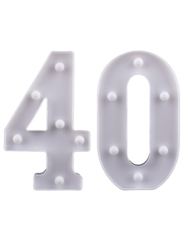 Numeri in pvc con led luminosi Cm. 24x3,5x21 - Numero 40