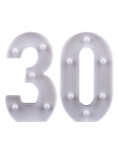 Numeri in pvc con led luminosi Cm. 24x3,5x21 - Numero 30