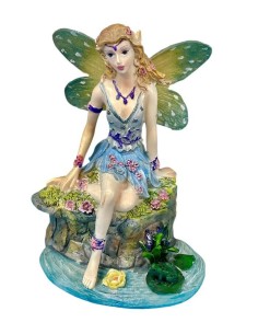 Fatina resina Fantasy Seduta su laghetto