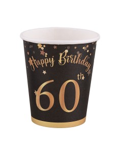 Bicchieri carta 260 ML - Happy Birthday 60th Black&Gold - Cf. 8 pezzi 2