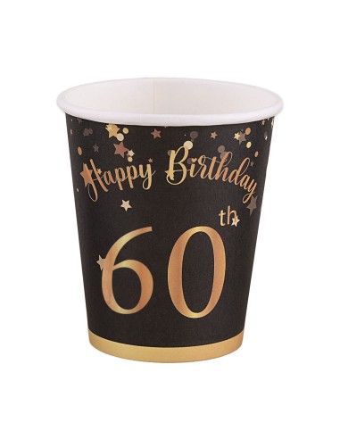 Bicchieri carta 260 ML - Happy Birthday 60th Black&Gold - Cf. 8 pezzi