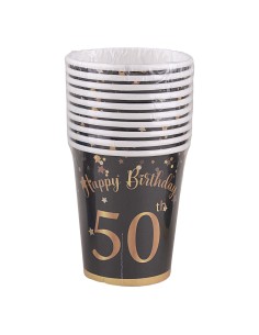 Bicchieri carta 260 ML - Happy Birthday 50th Black&Gold - Cf. 8 pezzi 2