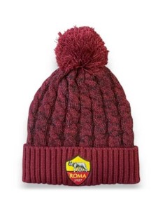 Cappello cuffia in acrilico con pon pon – AS Roma