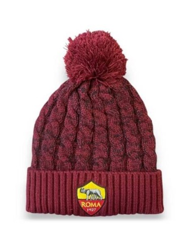 Cappello cuffia in acrilico con pon pon – AS Roma