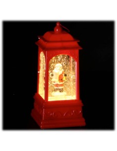 Lanterna in plastica deluxe con led e carillon natalizio Cm. 9x9x20,5 - Neve che si alza da sola
