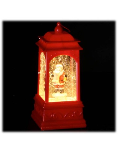 Lanterna in plastica deluxe con led e carillon natalizio Cm. 9x9x20,5 - Neve che si alza da sola