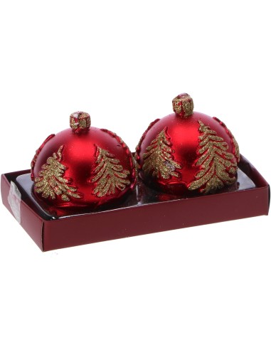Set 2 candele pallina natalizia Cm. 6 -  Oro / Argento