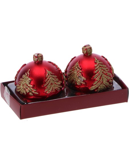 Set 2 candele pallina natalizia Cm. 6 -  Oro / Argento