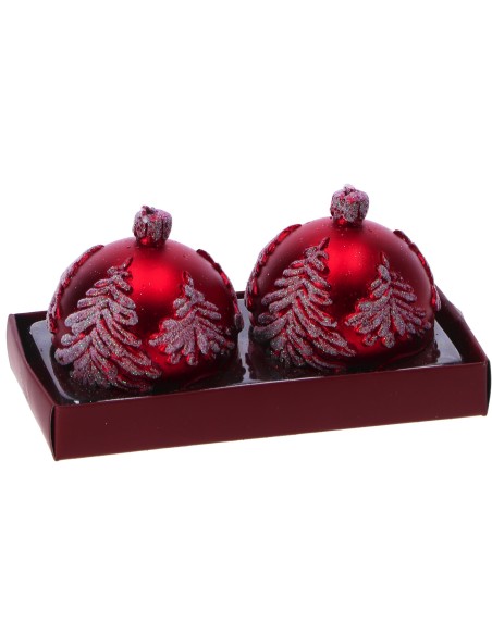 Set 2 candele pallina natalizia Cm. 6 -  Oro / Argento