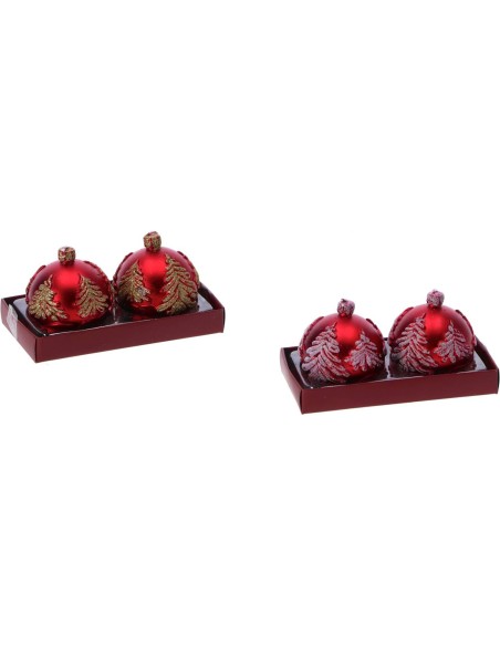 Set 2 candele pallina natalizia Cm. 6 -  Oro / Argento