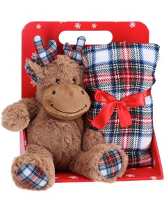 Peluche orsetto / renna con coperta flanella natalizio Cm. 75x100 2