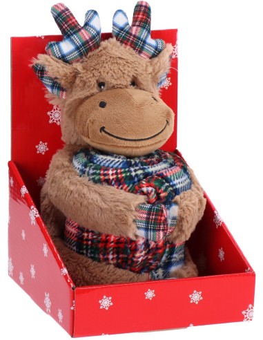 Peluche orsetto / renna con coperta flanella Cm. 75x100 natalizio - Modelli assortiti