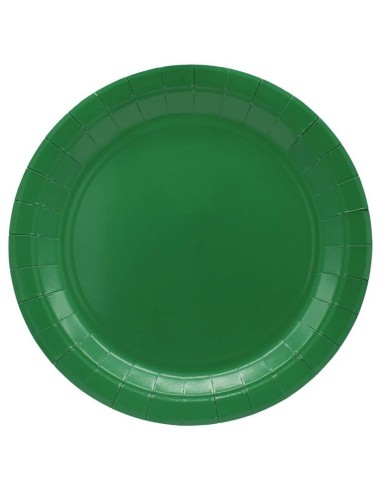 Piatto in carta rotondo compostabile Cm. 27 - Confezione 15 pz - Verde scuro
