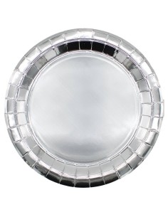 Piatto in carta rotondo metallizzato Cm. 32 - Confezione 8 pz - Argento Silver