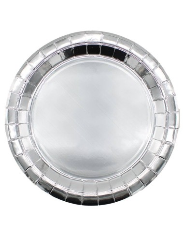 Piatto in carta rotondo metallizzato Cm. 32 - Confezione 8 pz - Argento Silver